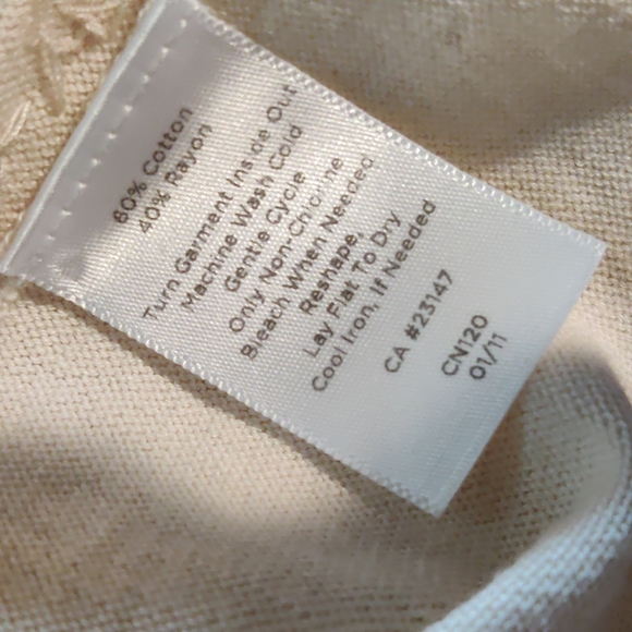 Talbots medium Ivory sequined short sleeve button down v-neck cardigan cotton - Picture 5 of 5